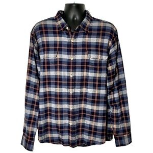 Normal Brand Button Down Flannel Shirt Size X Large Blue/Orange